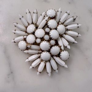 Vintage Milk Glass Brooch Pin